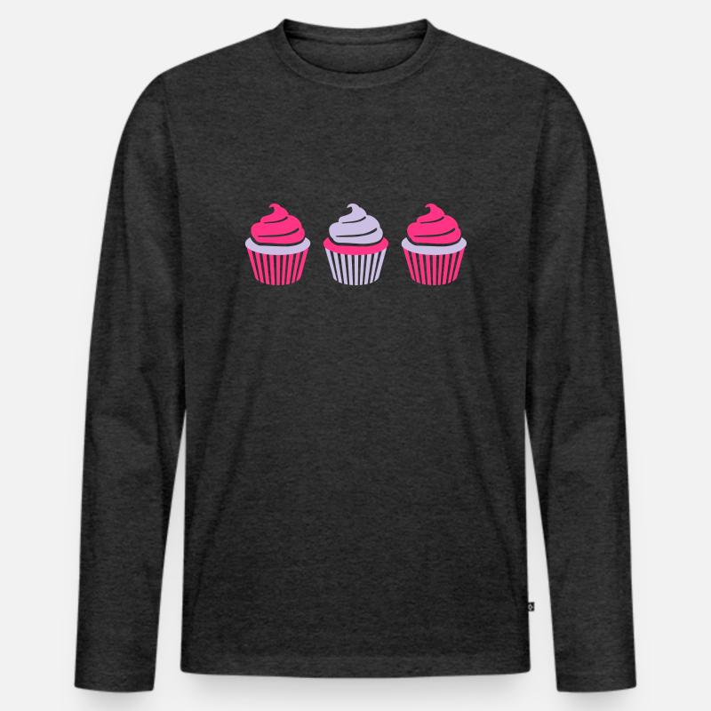 Cupcake - Männer Premium Bio Langarmshirt - Anthrazit meliert