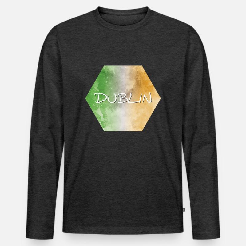 Dublin - Männer Premium Bio Langarmshirt - Anthrazit meliert