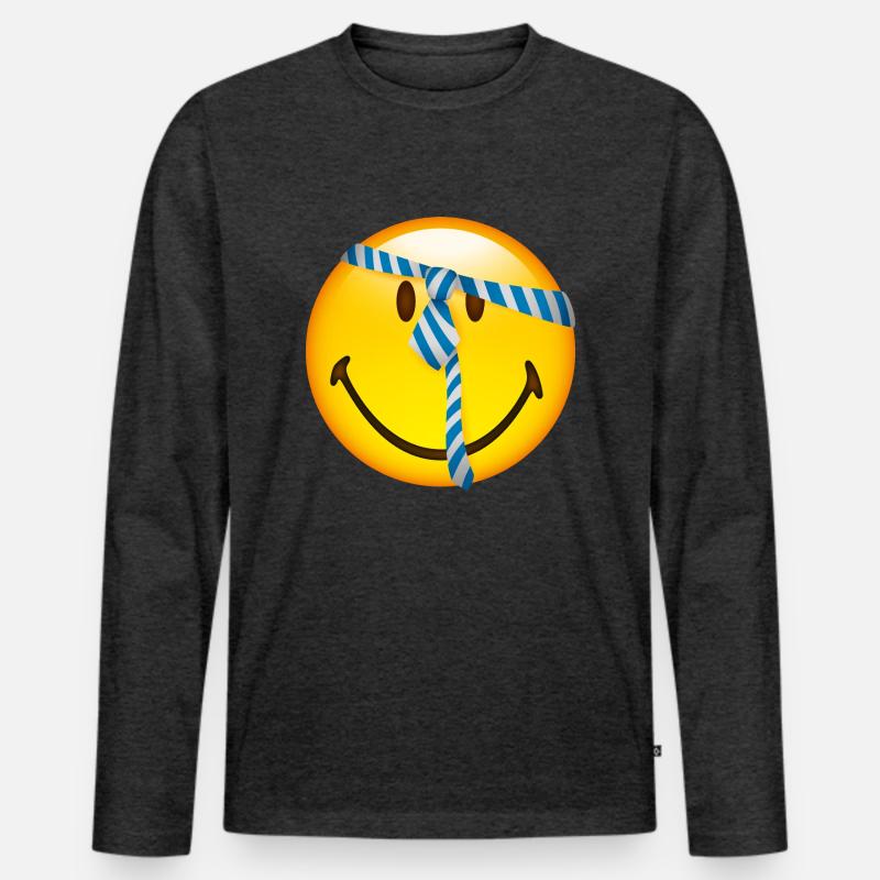 Smiley Glossy Tie - Männer Premium Bio Langarmshirt - Anthrazit meliert