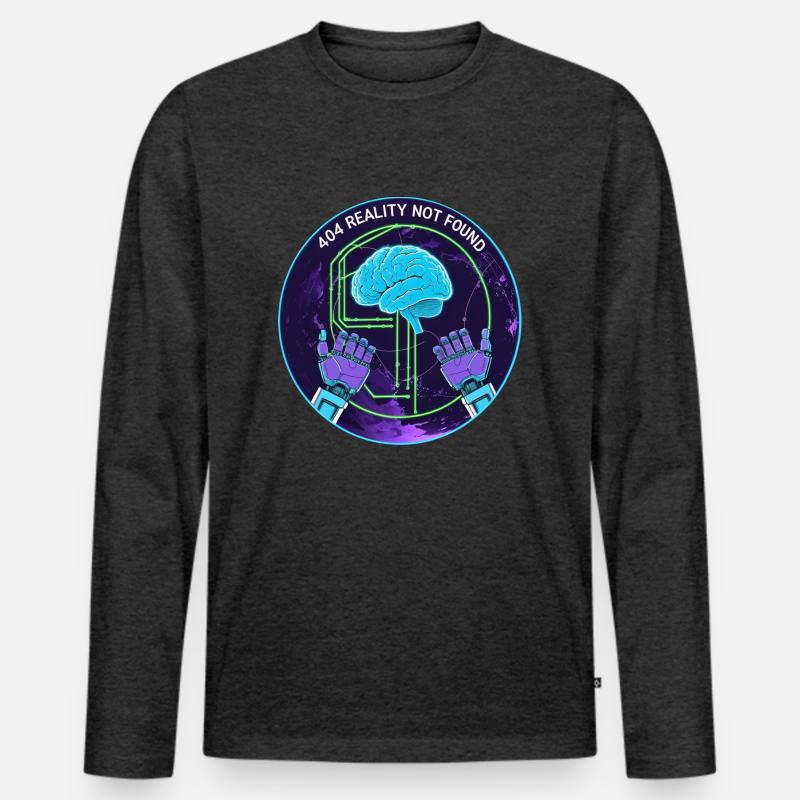 404 Error - Männer Premium Bio Langarmshirt - Anthrazit meliert