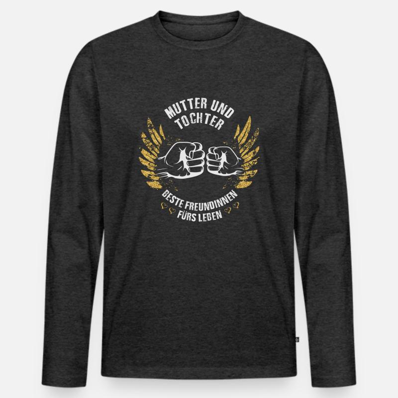 Mutter und Tochter Freundinnen - Männer Premium Bio Langarmshirt - Anthrazit meliert
