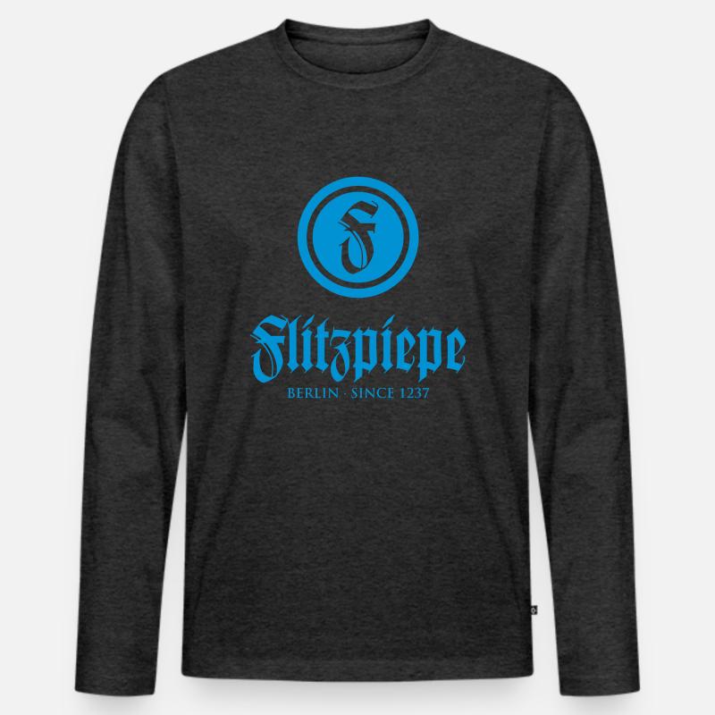 Berlin Flitzpiepe - Männer Premium Bio Langarmshirt - Anthrazit meliert