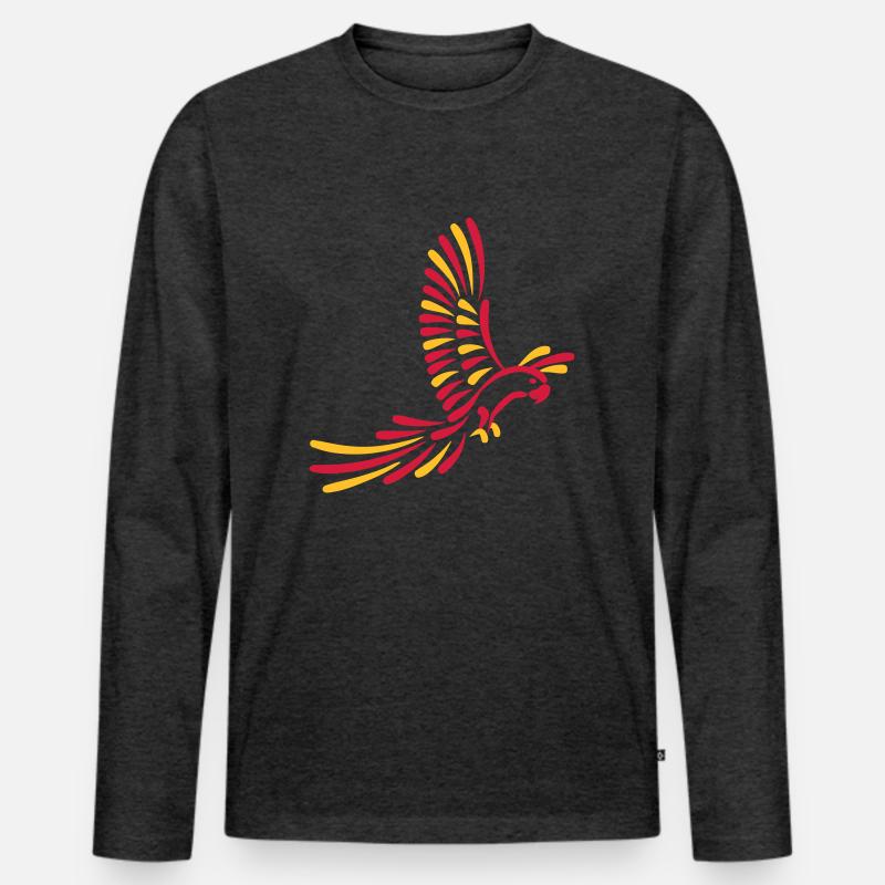 Papagei - Männer Premium Bio Langarmshirt - Anthrazit meliert