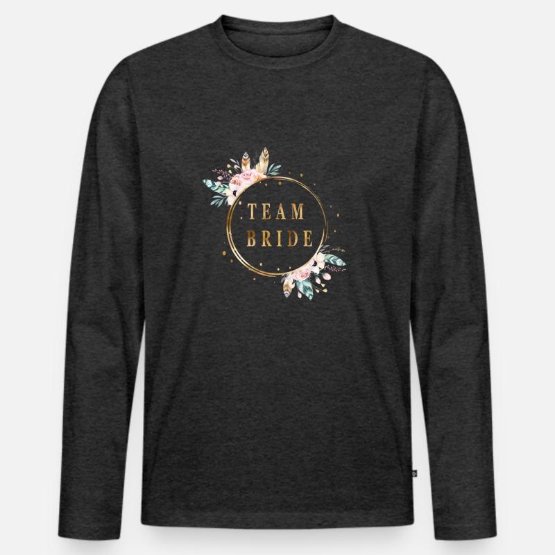 boho_team_bride - Männer Premium Bio Langarmshirt - Anthrazit meliert