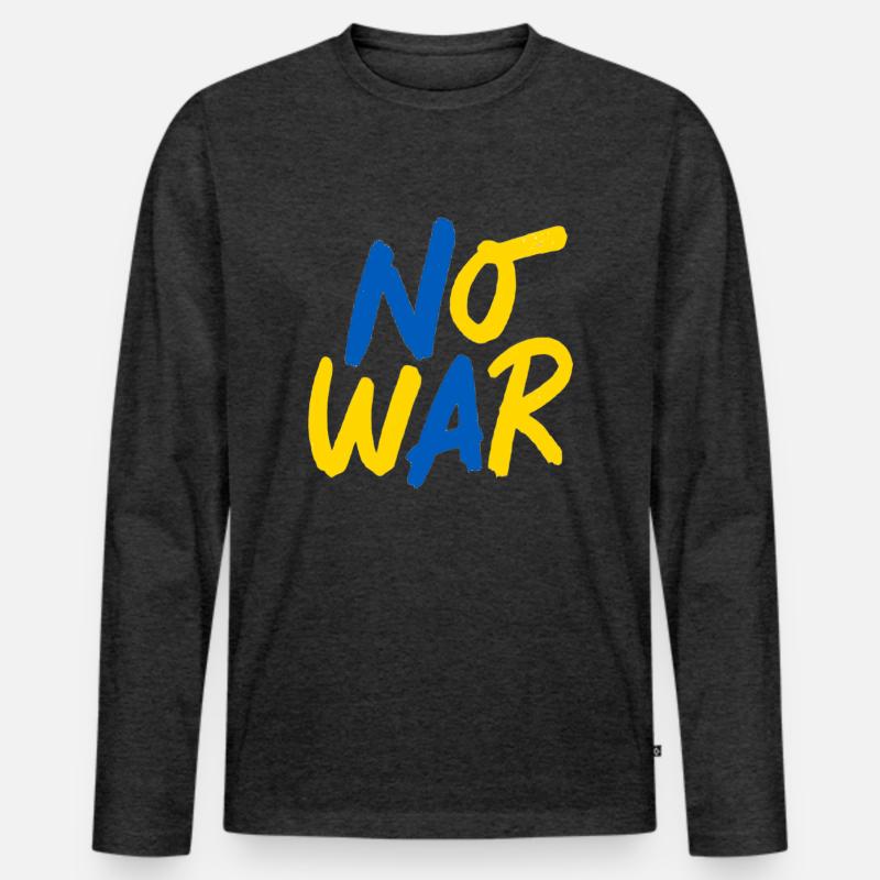 no war - Männer Premium Bio Langarmshirt - Anthrazit meliert