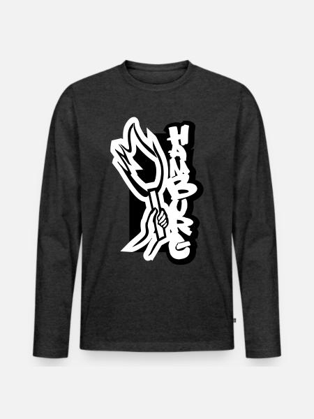 hamburg_pyro - Männer Premium Bio Langarmshirt - Anthrazit meliert