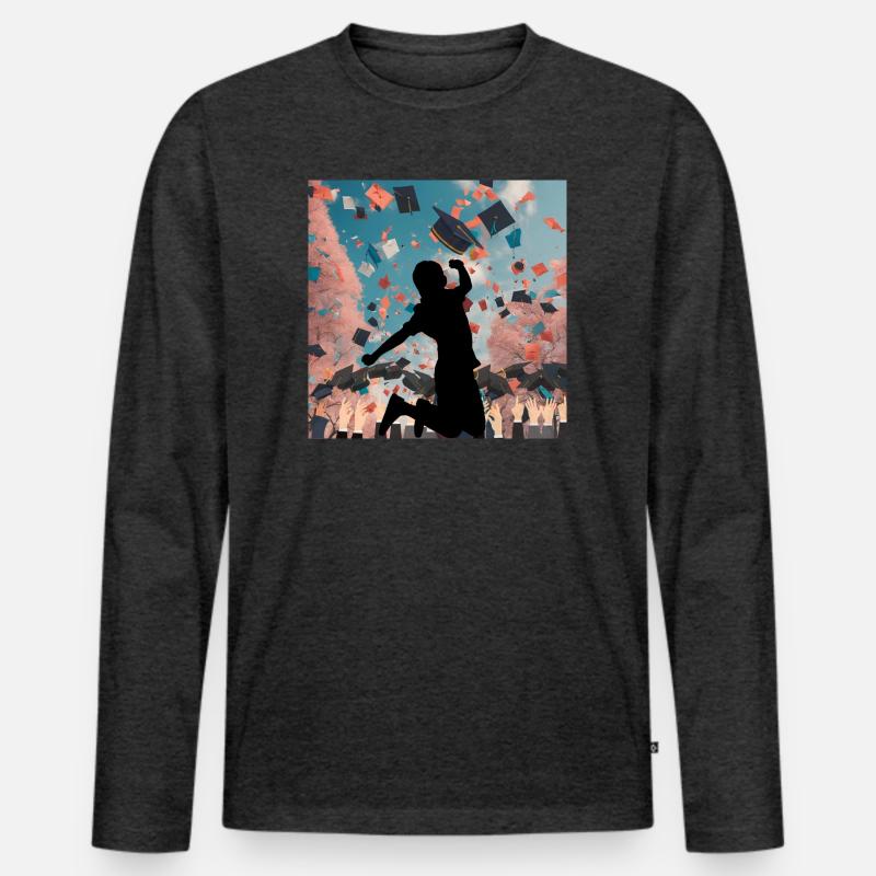 Absolvent*innen - endlich Abschluss Freudensprung - Männer Premium Bio Langarmshirt - Anthrazit meliert