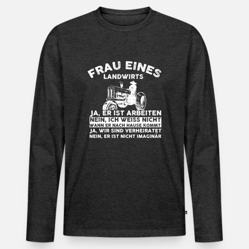Frau eines Landwirts - Männer Premium Bio Langarmshirt - Anthrazit meliert
