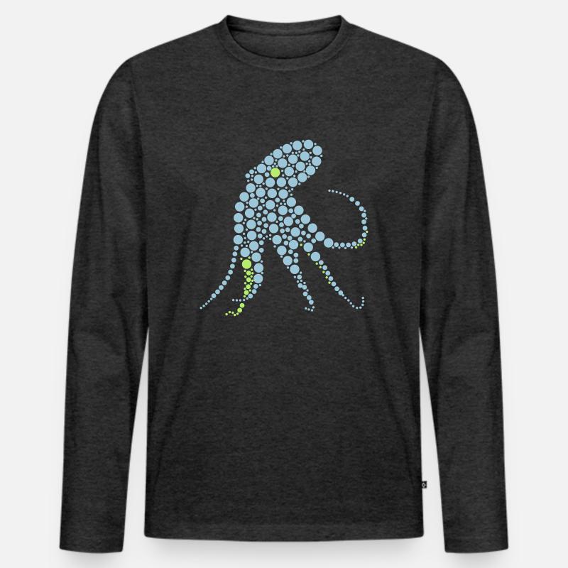 Oktopus - Männer Premium Bio Langarmshirt - Anthrazit meliert