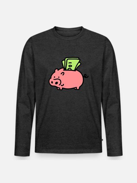Sparschwein - Scheine 3 - Männer Premium Bio Langarmshirt - Anthrazit meliert