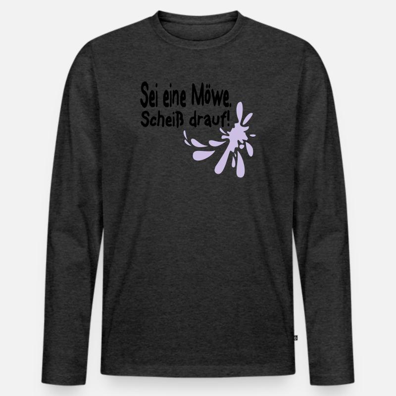 Möwen Scheiß drauf--3 - Männer Premium Bio Langarmshirt - Anthrazit meliert