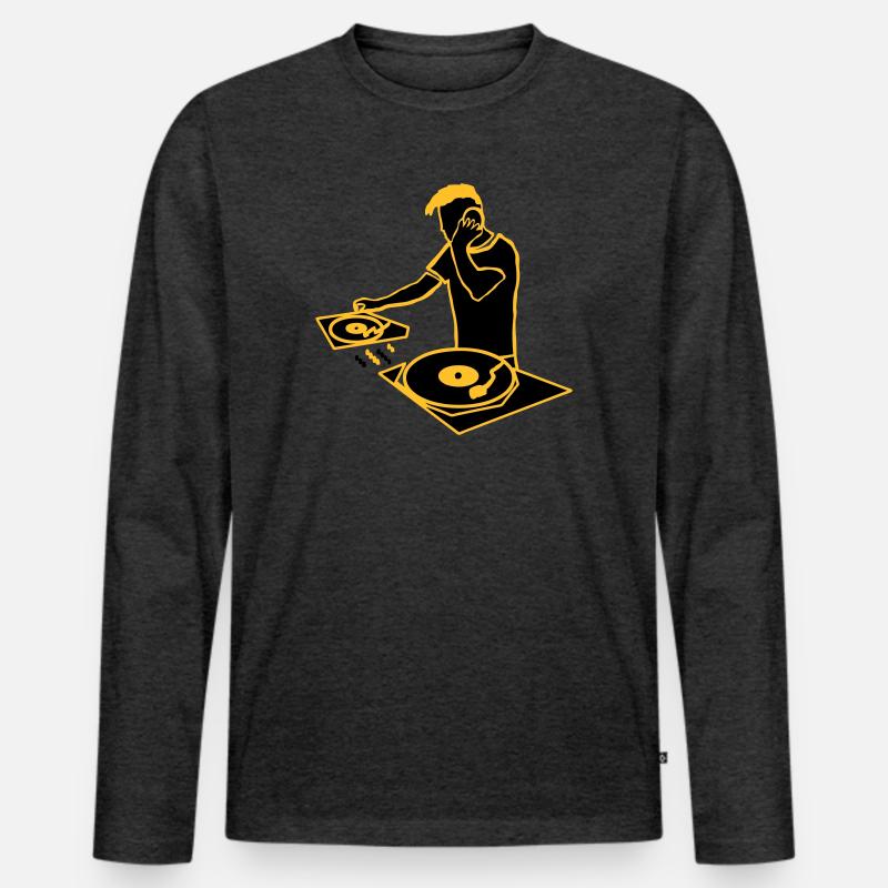 dj_2 - Männer Premium Bio Langarmshirt - Anthrazit meliert