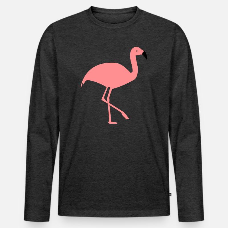 Flamingo - Männer Premium Bio Langarmshirt - Anthrazit meliert