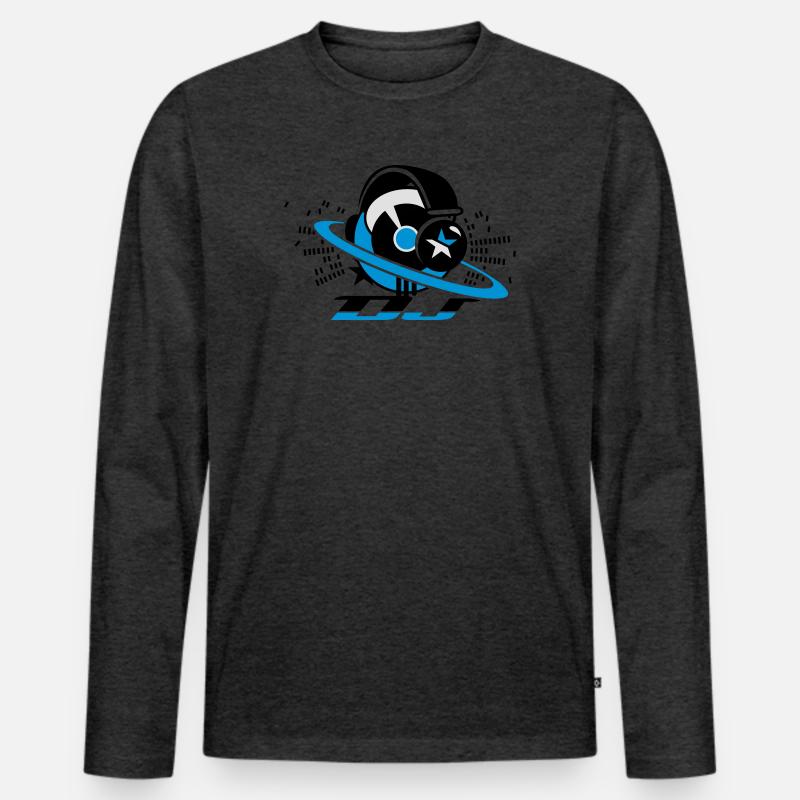 DJ- Plattenpult mit Kopfhörer und Equalizer - Männer Premium Bio Langarmshirt - Anthrazit meliert