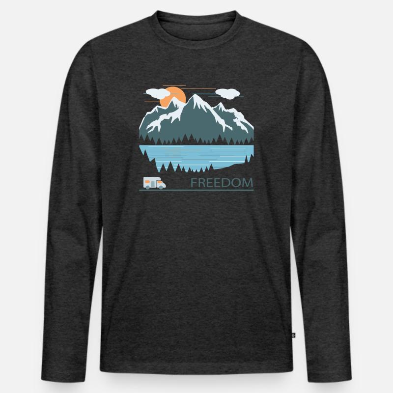 Camping - Männer Premium Bio Langarmshirt - Anthrazit meliert