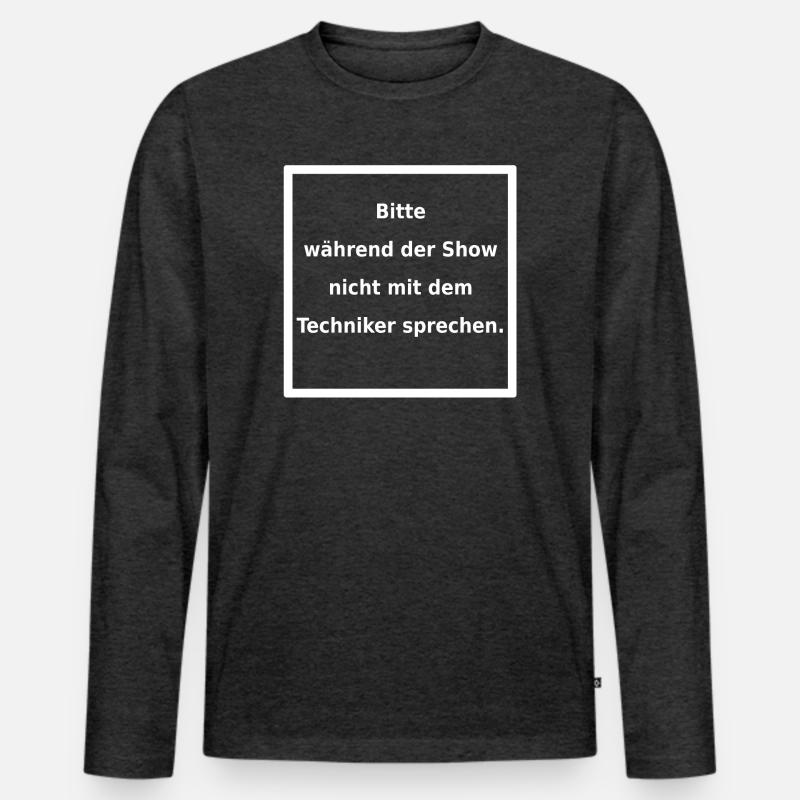 Warnhinweis: Techniker. (weiss) - Männer Premium Bio Langarmshirt - Anthrazit meliert