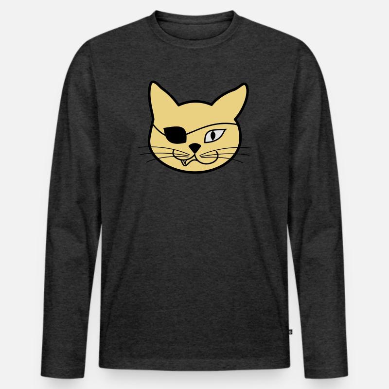 Pirate Kitteh - Männer Premium Bio Langarmshirt - Anthrazit meliert