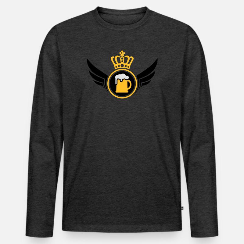 Bier König - Männer Premium Bio Langarmshirt - Anthrazit meliert