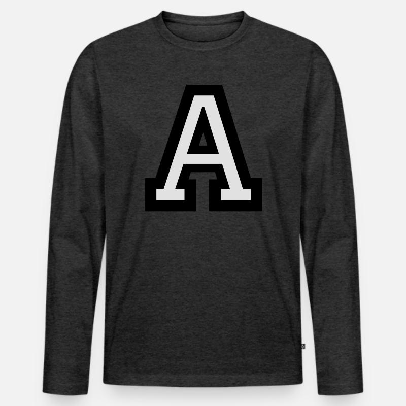 Buchstabe A - Männer Premium Bio Langarmshirt - Anthrazit meliert