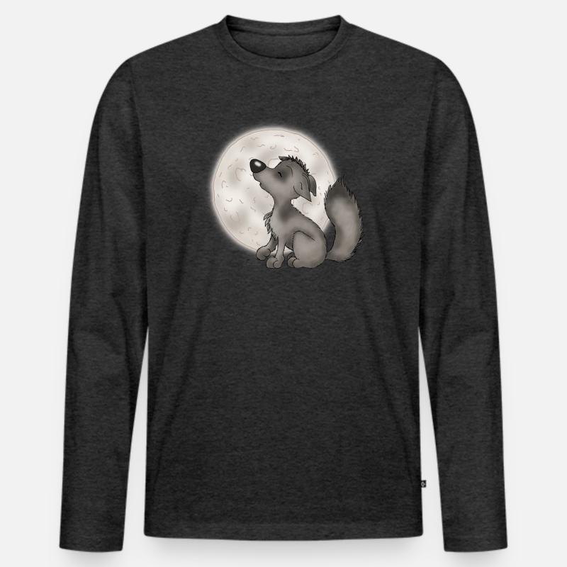 Wölfchen - Männer Premium Bio Langarmshirt - Anthrazit meliert