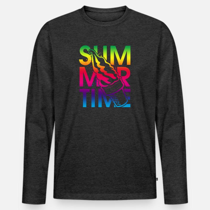 Sommerzeit Eis - Männer Premium Bio Langarmshirt - Anthrazit meliert