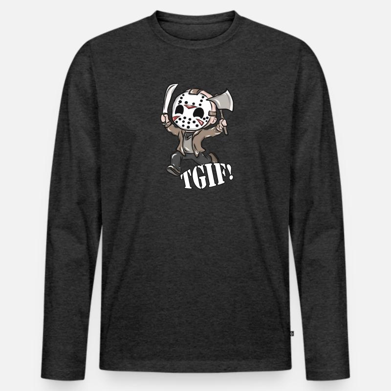 Jason Halloween Geschenk - Männer Premium Bio Langarmshirt - Anthrazit meliert