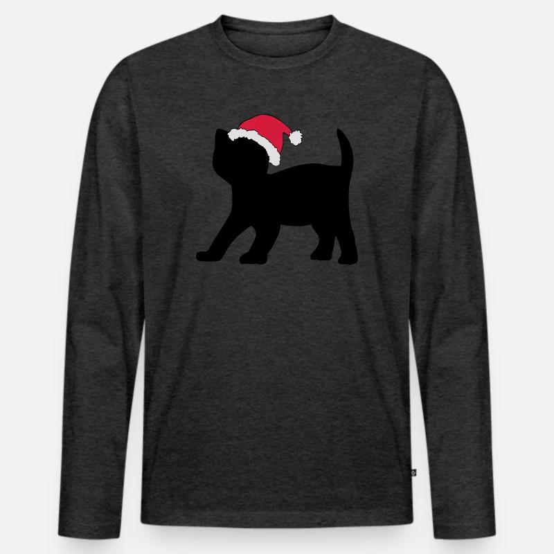 Kätzchen in einem Weihnachts-Hut. - Männer Premium Bio Langarmshirt - Anthrazit meliert