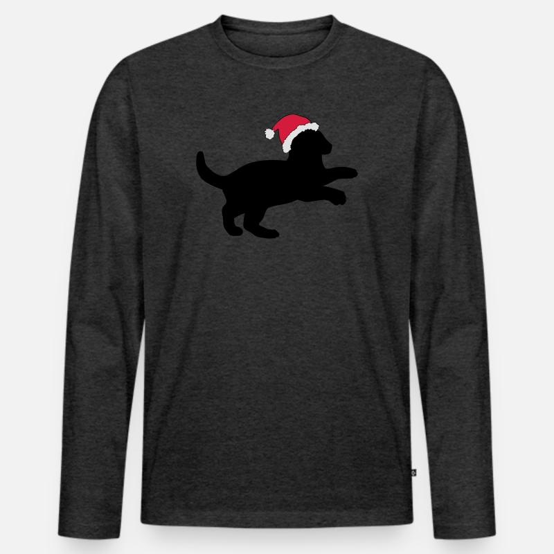 Kätzchen in einem Weihnachts-Hut. - Männer Premium Bio Langarmshirt - Anthrazit meliert