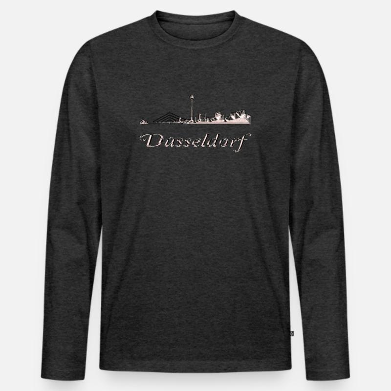 Düsseldorf - Männer Premium Bio Langarmshirt - Anthrazit meliert