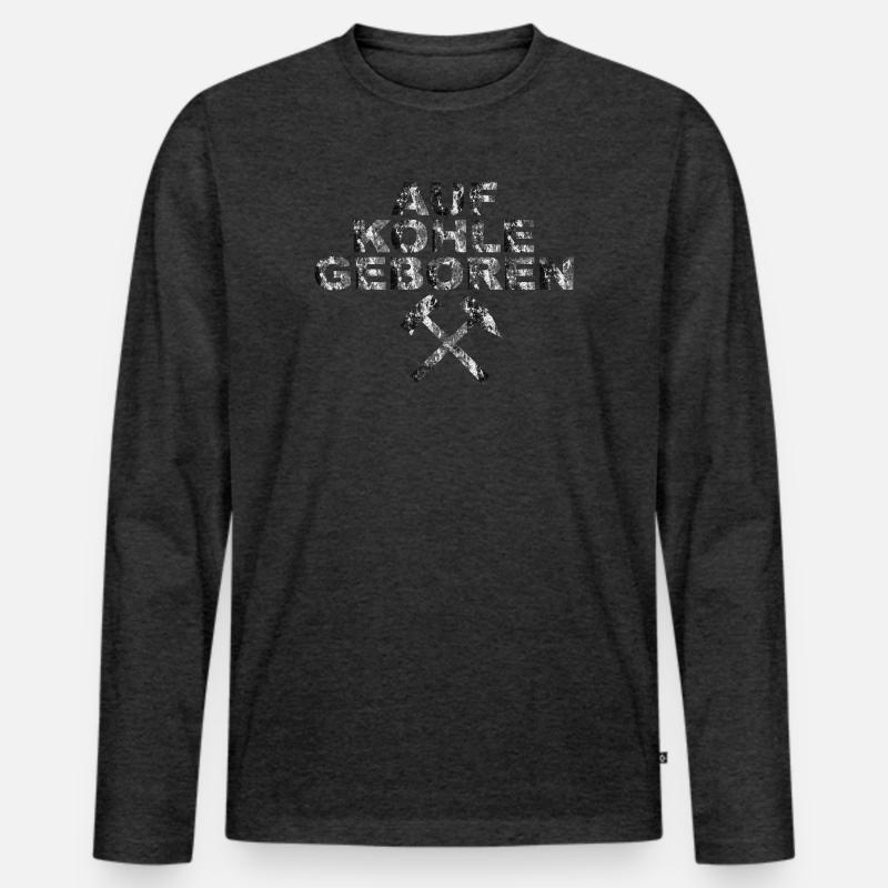 AUF KOHLE GEBOREN - Männer Premium Bio Langarmshirt - Anthrazit meliert