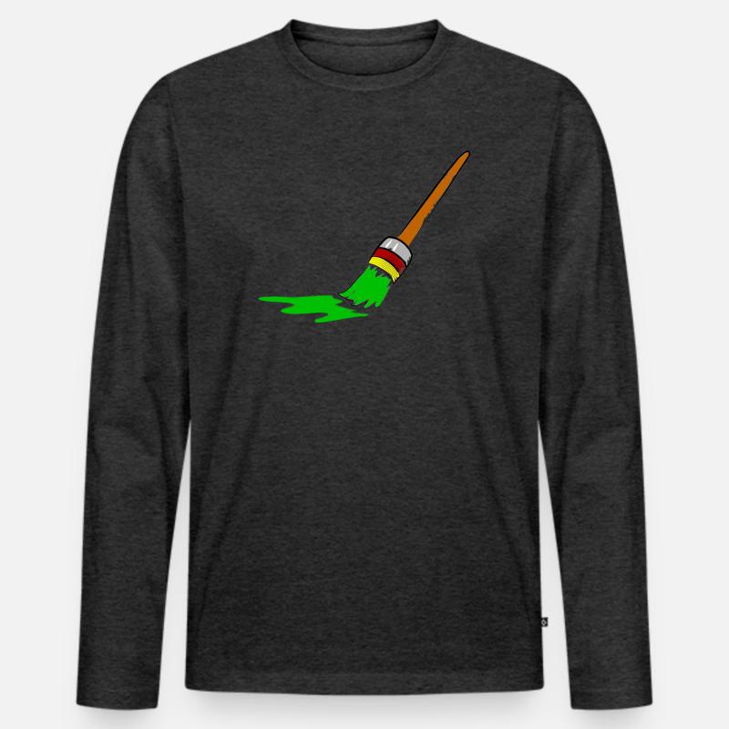 Urban Graffiti Pinsel Design - Männer Premium Bio Langarmshirt - Anthrazit meliert