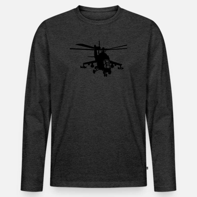 Hubschrauber Mi-24 - Männer Premium Bio Langarmshirt - Anthrazit meliert