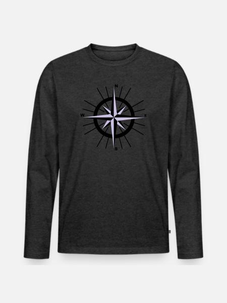 Nautical Compass - Men's Premium Organic Long Sleeve Shirt - heather anthracite