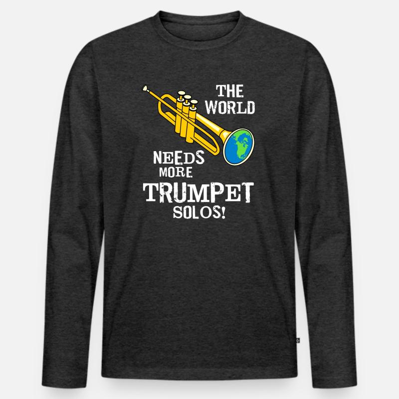 Trompete Solos Weißer Text - Männer Premium Bio Langarmshirt - Anthrazit meliert