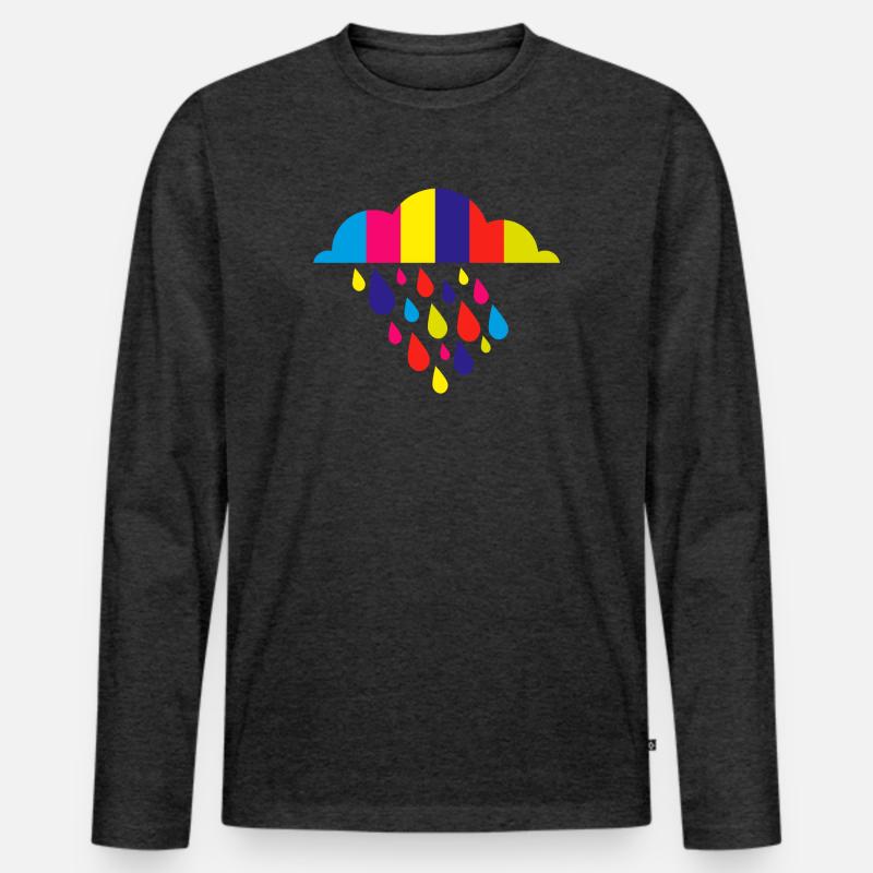 bunt herbst regen - Männer Premium Bio Langarmshirt - Anthrazit meliert