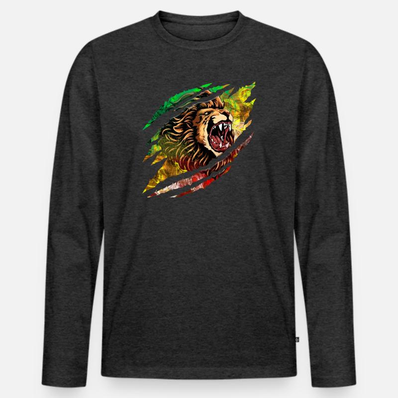 Löwensturm Farbexplosion - Männer Premium Bio Langarmshirt - Anthrazit meliert
