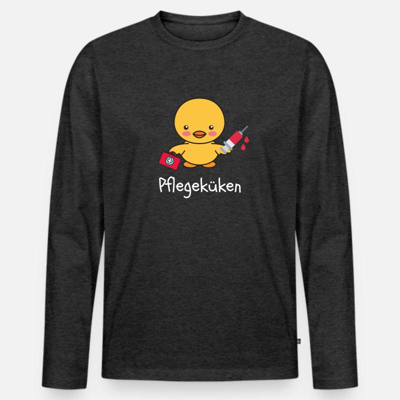 Pflegeküken - Neu in der Pflege oder Azubi? - Männer Premium Bio Langarmshirt - Anthrazit meliert