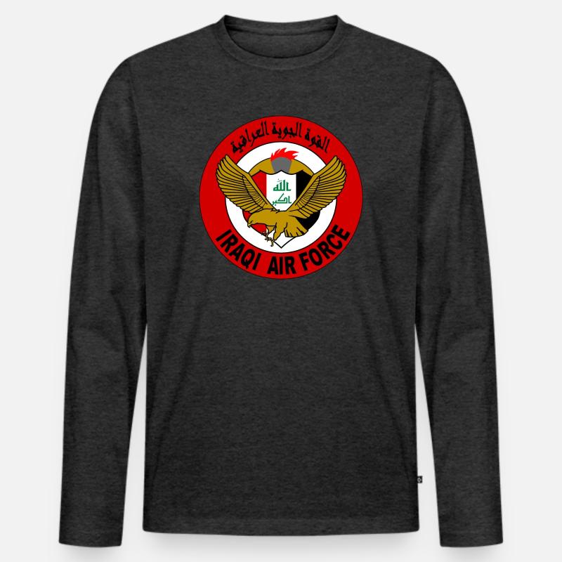 Irak Luftwaffe Irakische Luftwaffe Fliegerabzeichen - Männer Premium Bio Langarmshirt - Anthrazit meliert