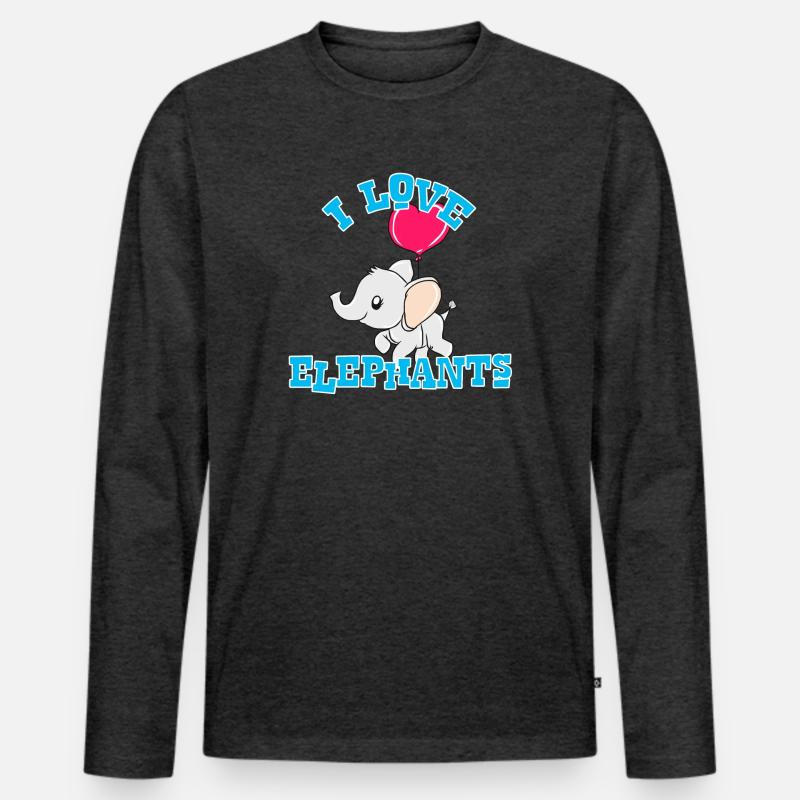 Elefant - Männer Premium Bio Langarmshirt - Anthrazit meliert