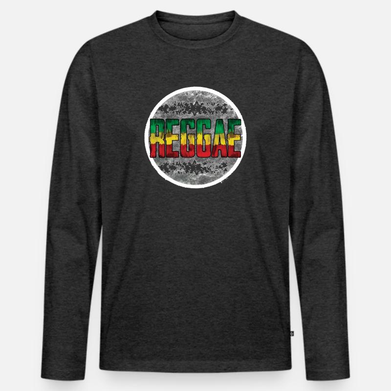 Regenbogen Rasta Friedenssymbol - Männer Premium Bio Langarmshirt - Anthrazit meliert