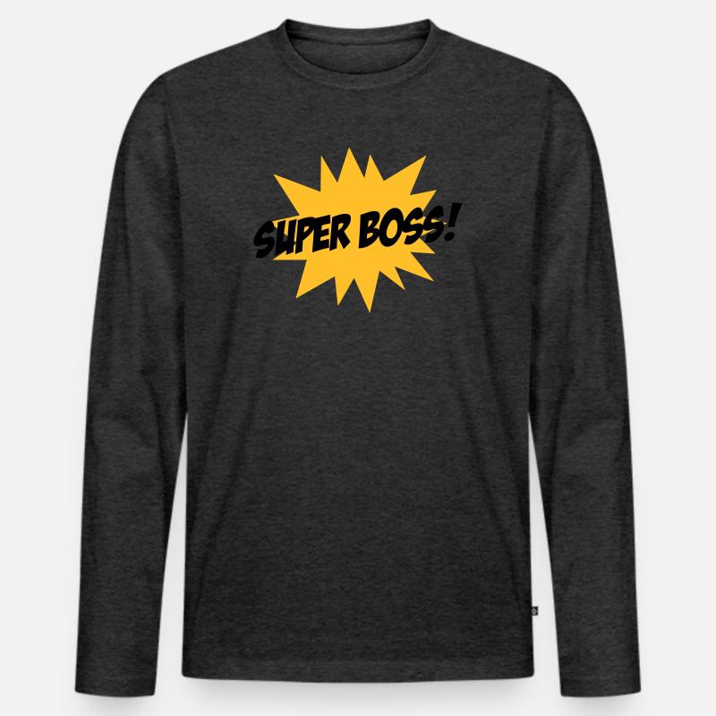 Super Boss ! - Männer Premium Bio Langarmshirt - Anthrazit meliert