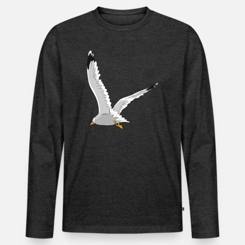 Möwe im Flug - Männer Premium Bio Langarmshirt - Anthrazit meliert