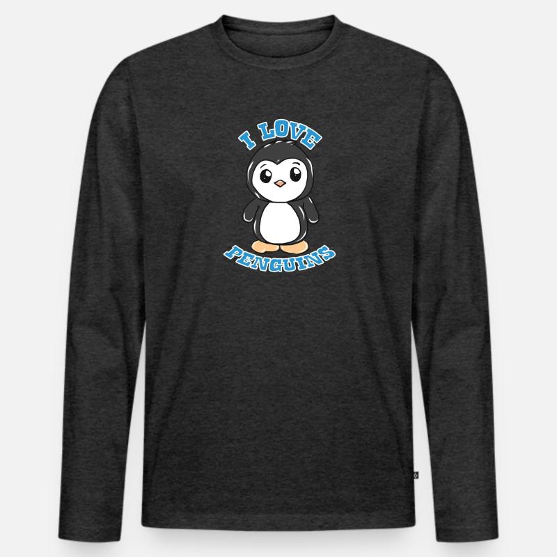 Pinguin - Männer Premium Bio Langarmshirt - Anthrazit meliert
