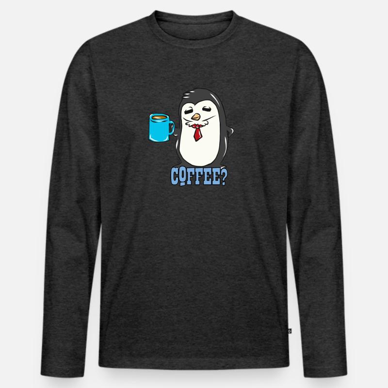Pinguin - Männer Premium Bio Langarmshirt - Anthrazit meliert