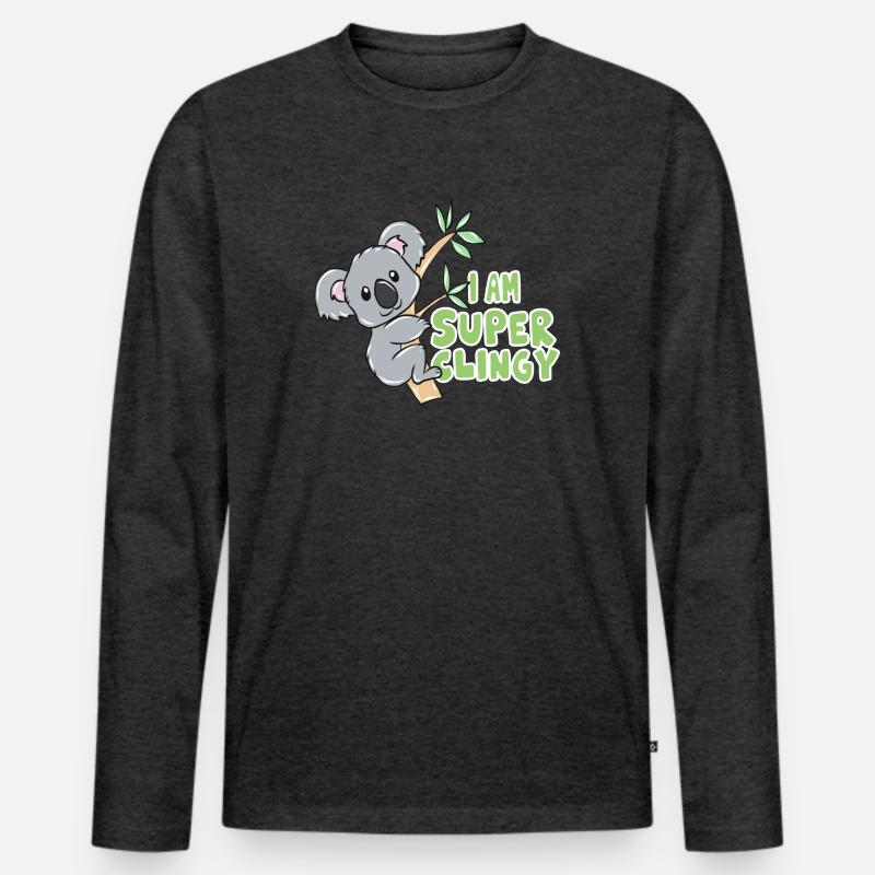 Koala - Männer Premium Bio Langarmshirt - Anthrazit meliert