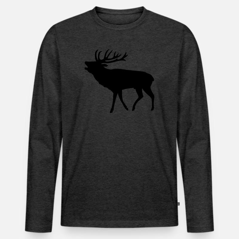 hirsch jäger jagd - Männer Premium Bio Langarmshirt - Anthrazit meliert
