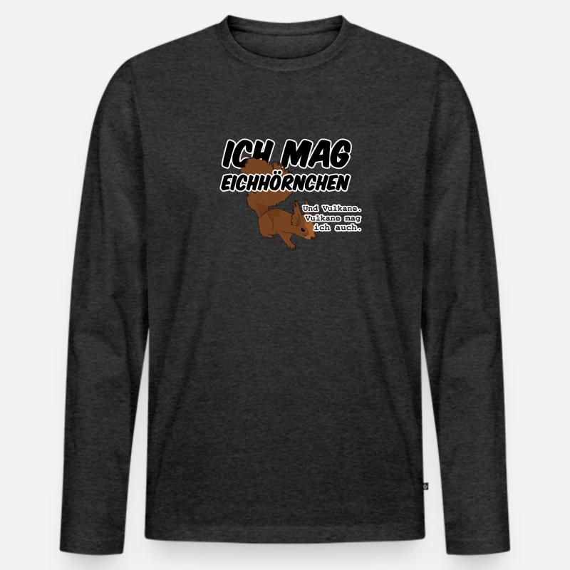 Eichhörnchen Vulkan Quiz Jäger lustig Spruch - Männer Premium Bio Langarmshirt - Anthrazit meliert