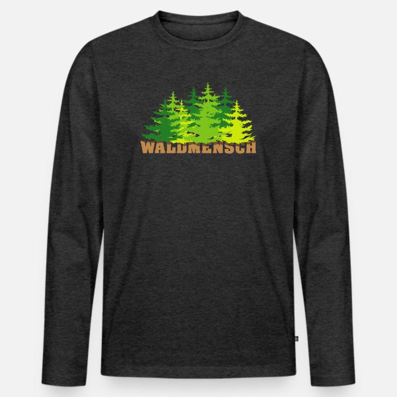 waldmensch wälder baum bäume geschenkidee - Männer Premium Bio Langarmshirt - Anthrazit meliert