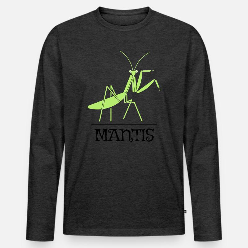 Gottesanbeterin – Mantis Insekt Natur - Männer Premium Bio Langarmshirt - Anthrazit meliert