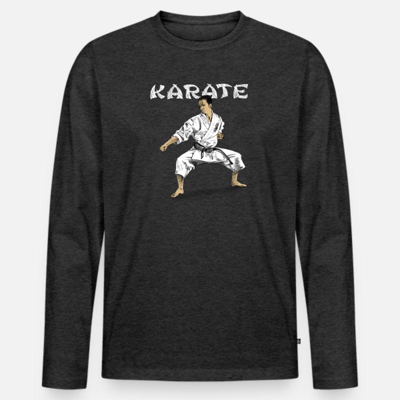 Karate - Männer Premium Bio Langarmshirt - Anthrazit meliert
